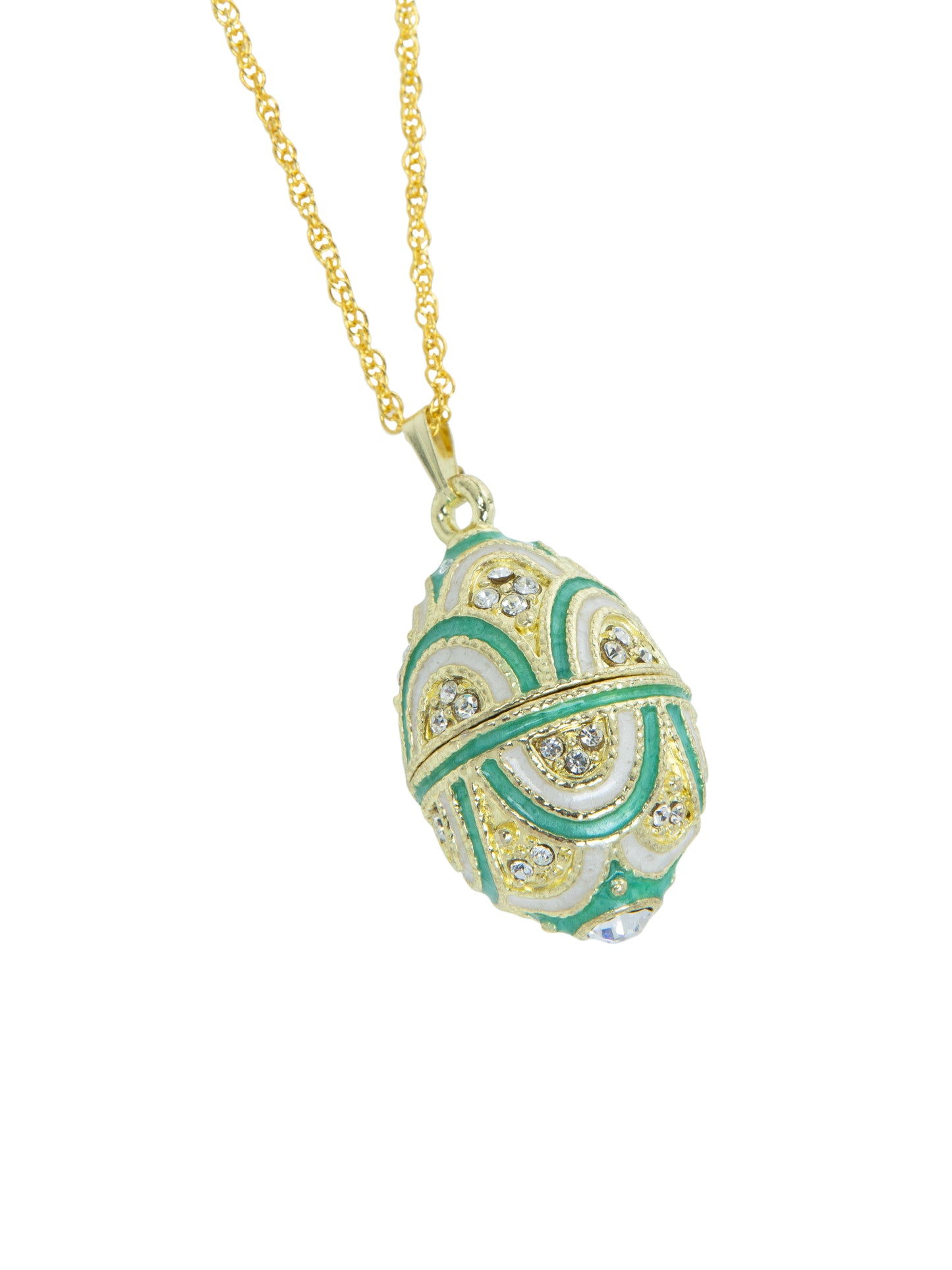 Gold & Light Blue Egg Pendant Necklace