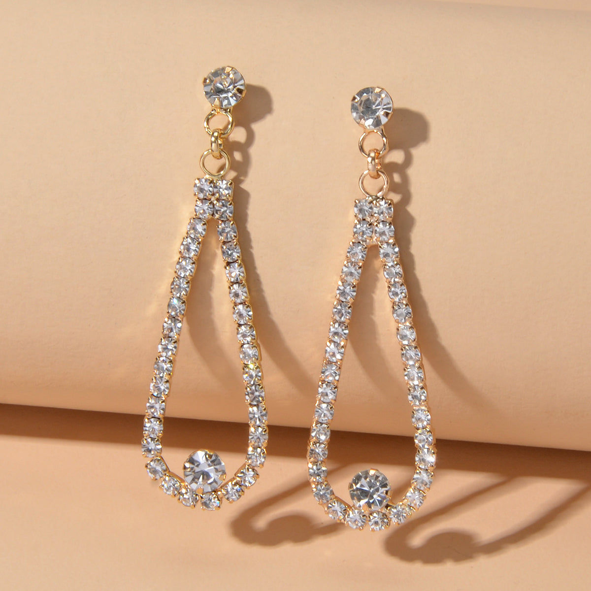 Shining Anniversary Jewellery Full Rhinestone Gold Silver Water Drop Earrings