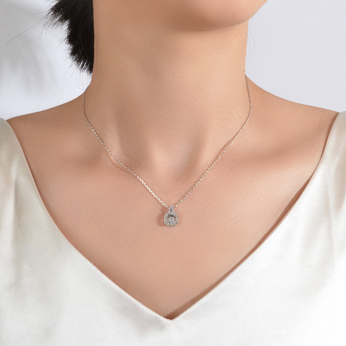 Perfect Wedding Engagement Jewellery Silver Chain Faux Zircon Square Necklace
