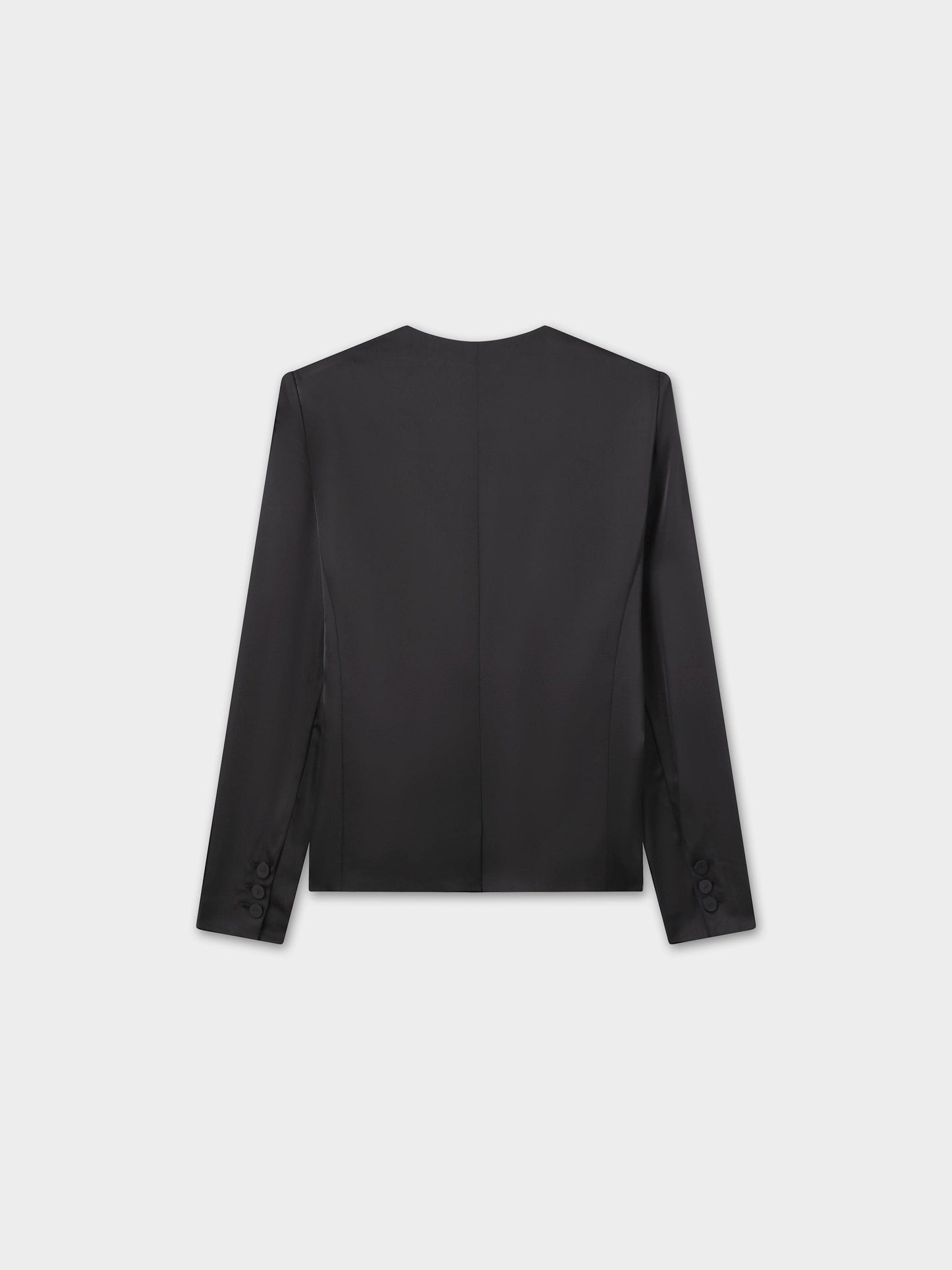 Satin Evening Blazer-Black-1
