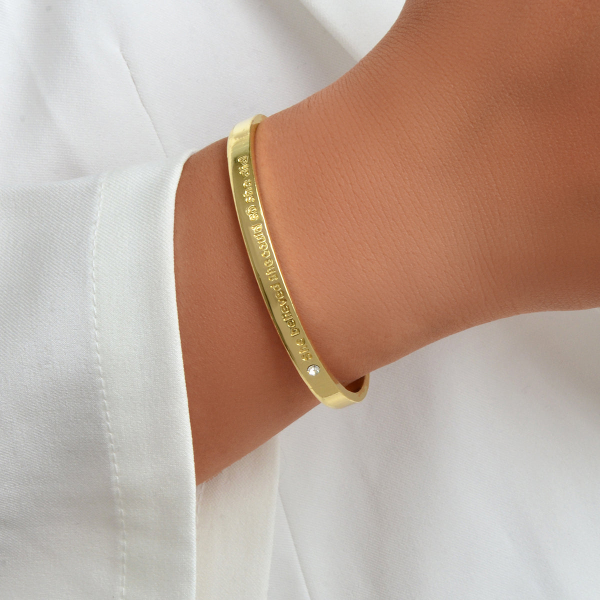 Believed Letter Decoration Gold Silver Plated Open Cuff Bangle Wrist Jewellery