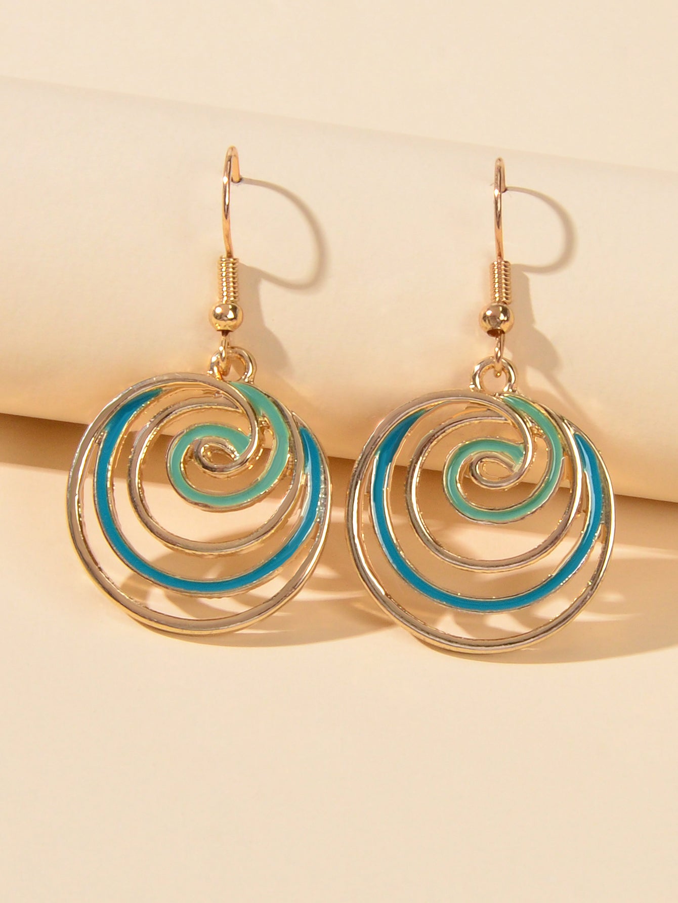Party Decoration Women Blue Green Gold Circle Dangle Earrings Ladies Jewellery