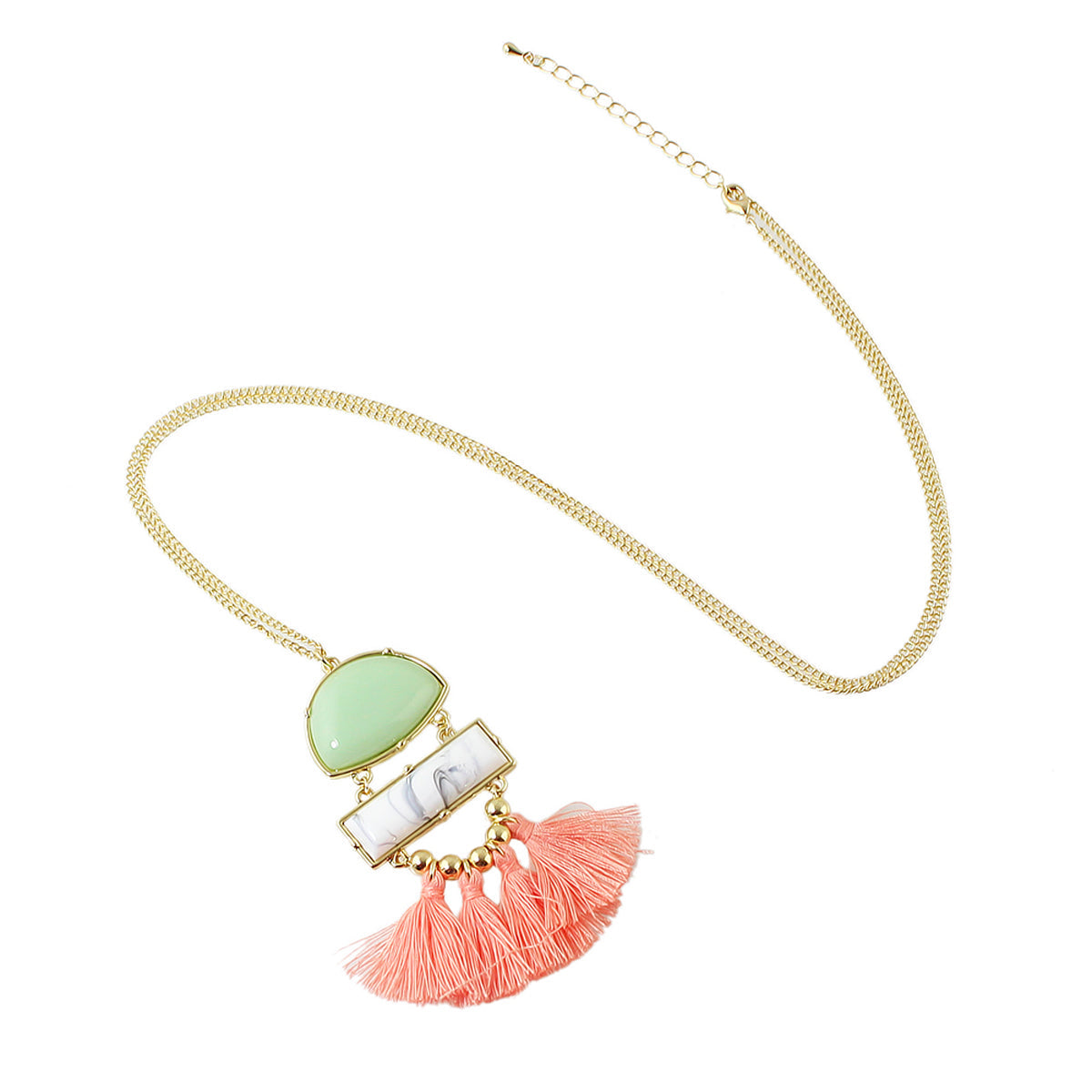 Ethnic Jewellery Bohemian Long Gold Chain Geometric Charm Tassel Fringe Necklace