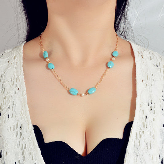 Ethnic Traditional Gold Chain Turquoise Necklace Boho Chic Accessories Jewellery