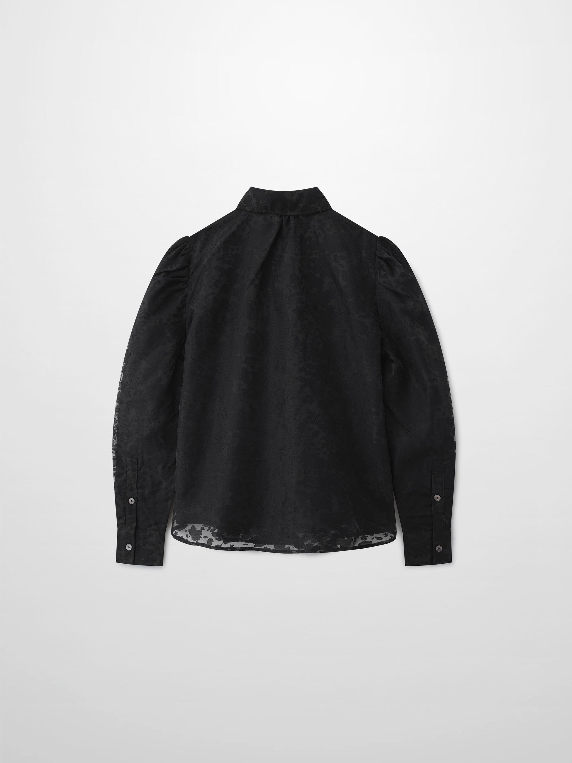 Puff Sleeve Lace Burnout-Black-1