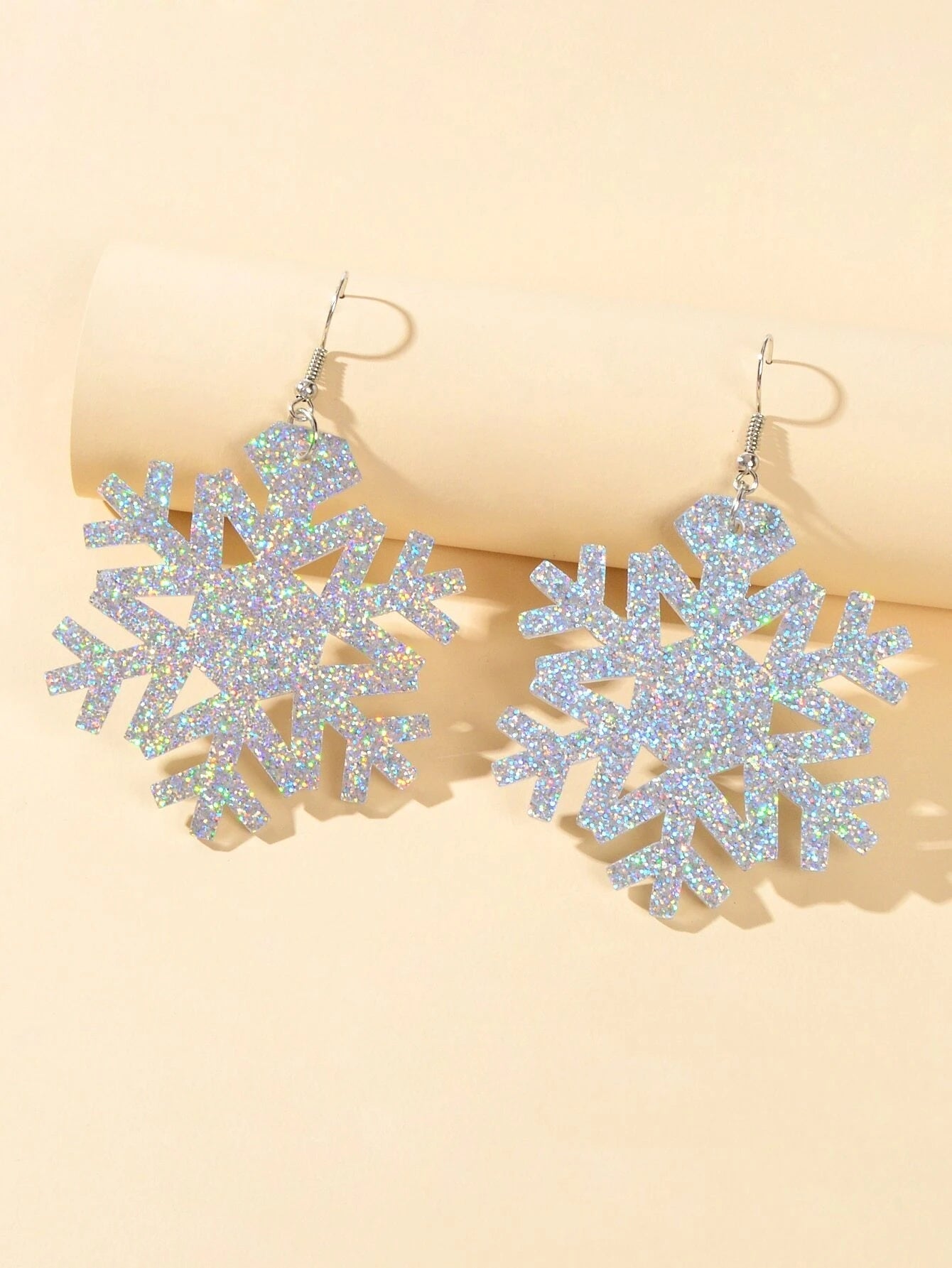 Christmas Jewellery Silver Acrylic Snowflake Drop Dangle Earrings Festival Gift