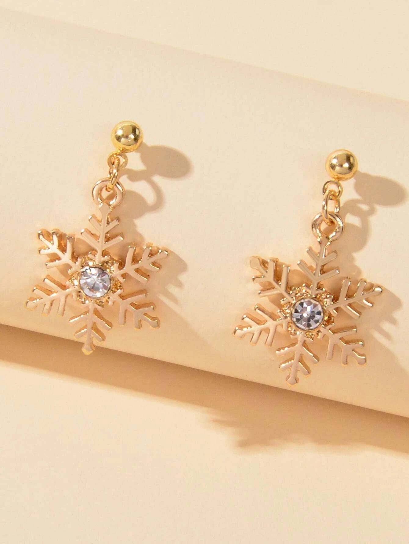 Christmas Jewellery Rhinestone Gold Snowflake Drop Earrings Festival Accessories