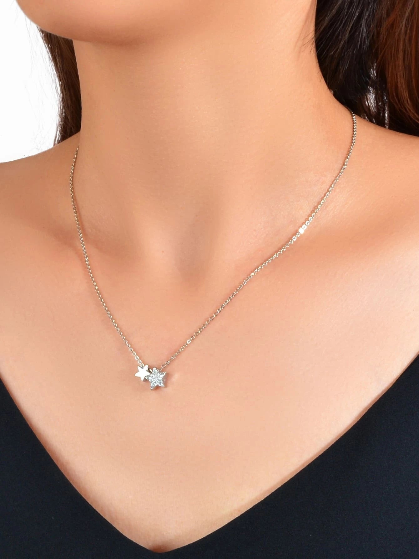Anniversary Wedding Jewellery Silver Chain Star Pendant Necklace Nice Collection