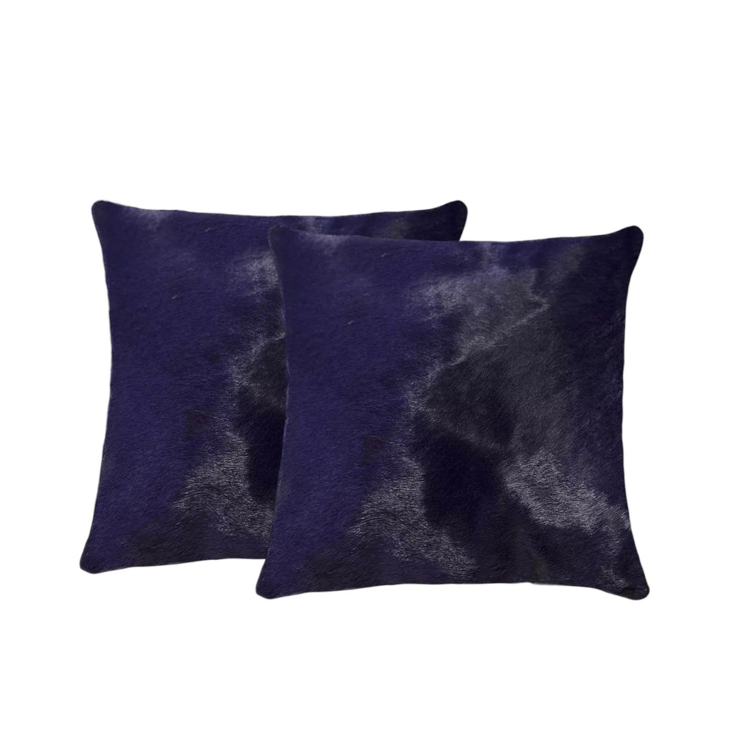 Set of Two 18" Navy Cowhide Throw Pillow