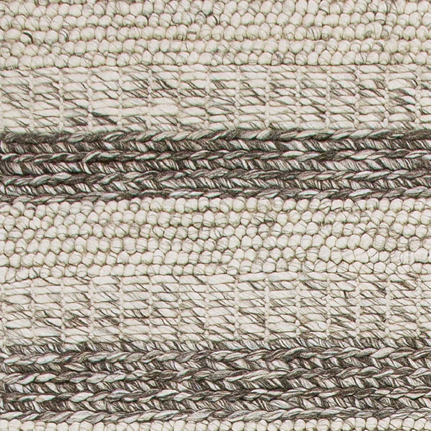 9' X 13' Brown Gray And Ivory Wool Striped Hand Woven Area Rug