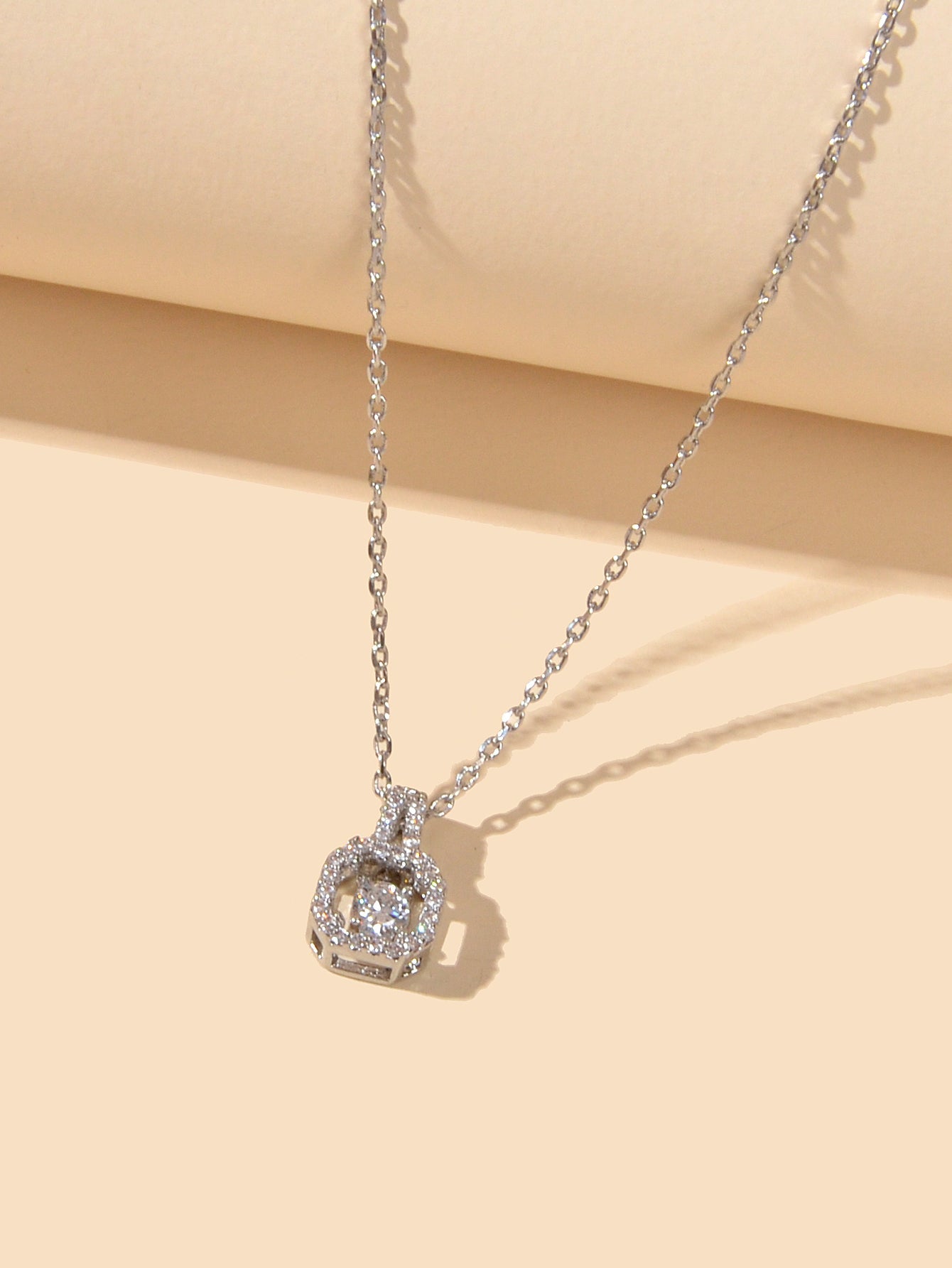 Perfect Wedding Engagement Jewellery Silver Chain Faux Zircon Square Necklace