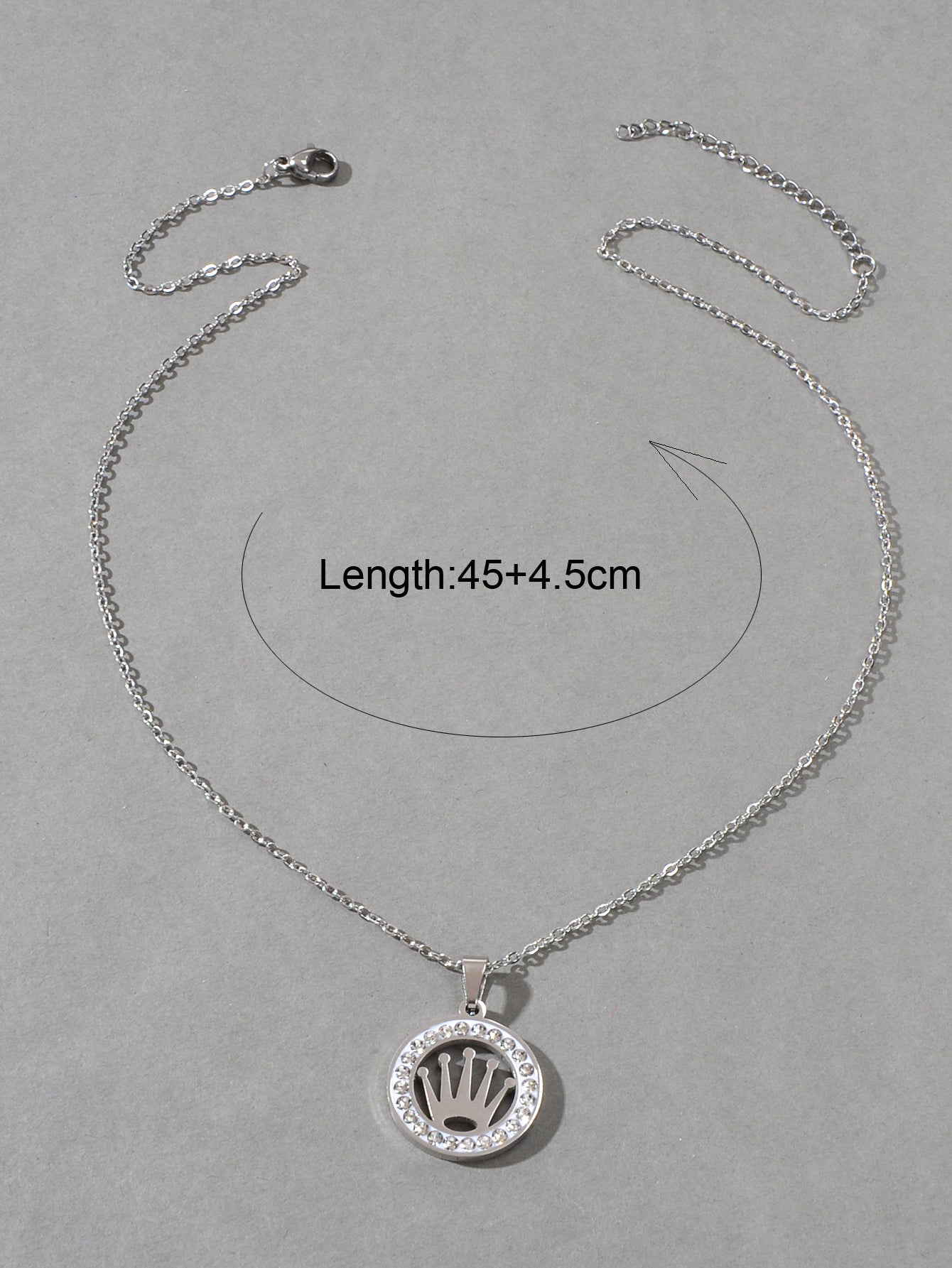 Engagement Jewellery Gift Full Rhinestone Silver Circle Crown Pendant Necklace