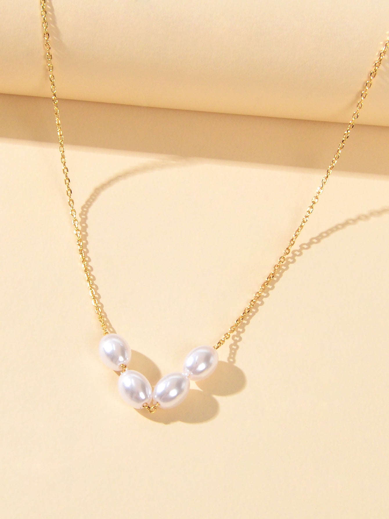 Elegent Wedding Engagement Jewellery Pearl Decor Gold Chain Clavicle Necklace