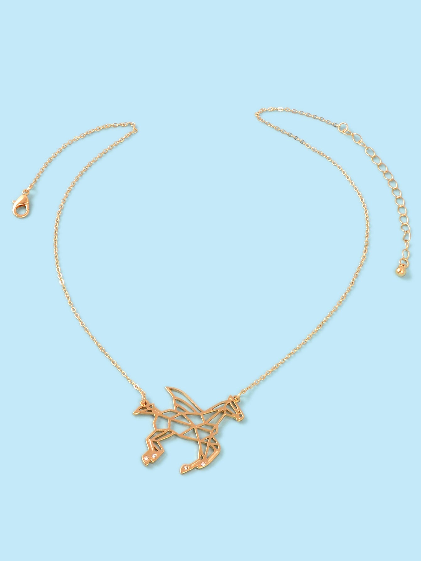 Designer Jewellery Minimalist Creative Gold Hollow Flying Horse Pendant Necklace