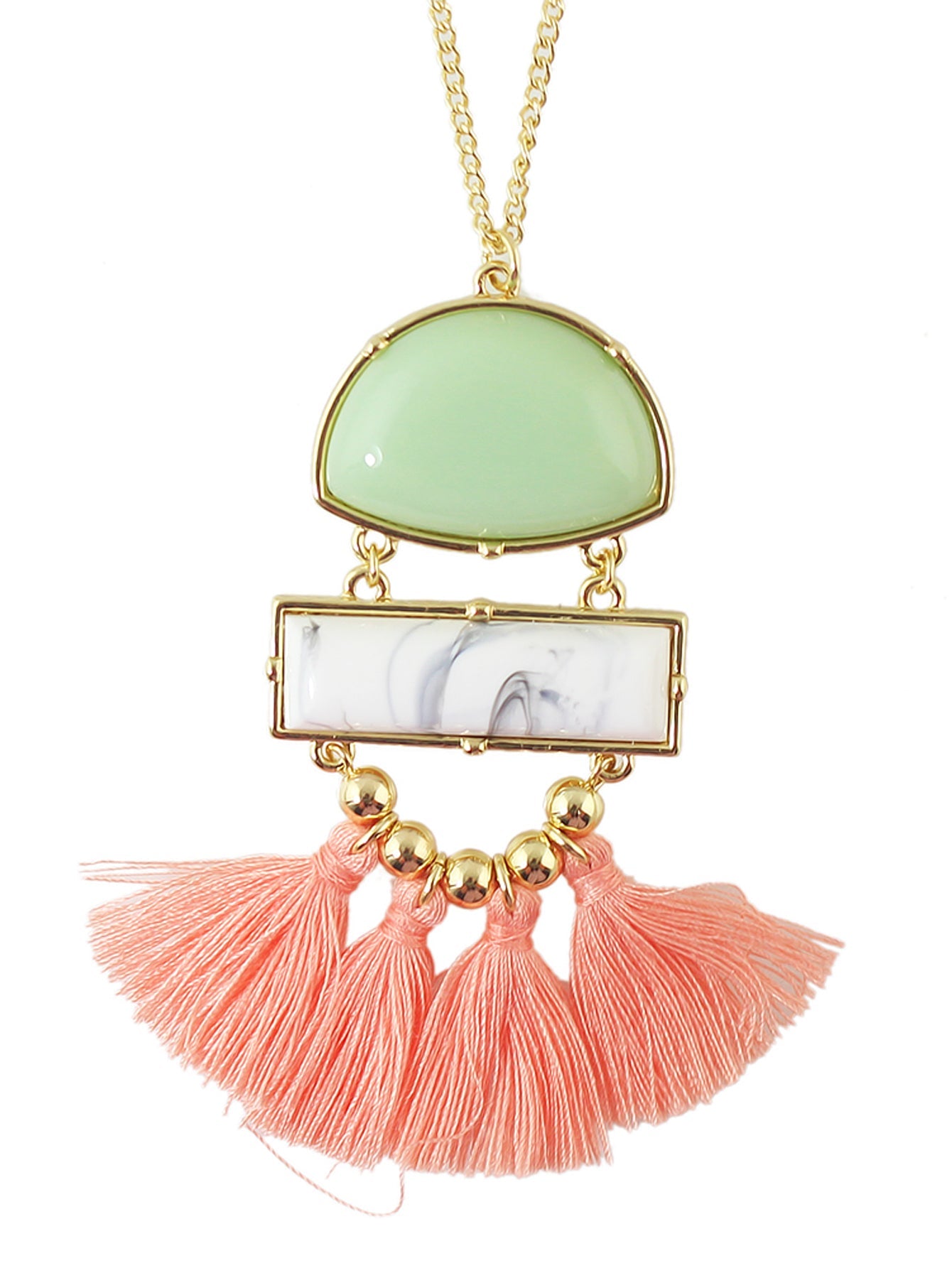 Ethnic Jewellery Bohemian Long Gold Chain Geometric Charm Tassel Fringe Necklace