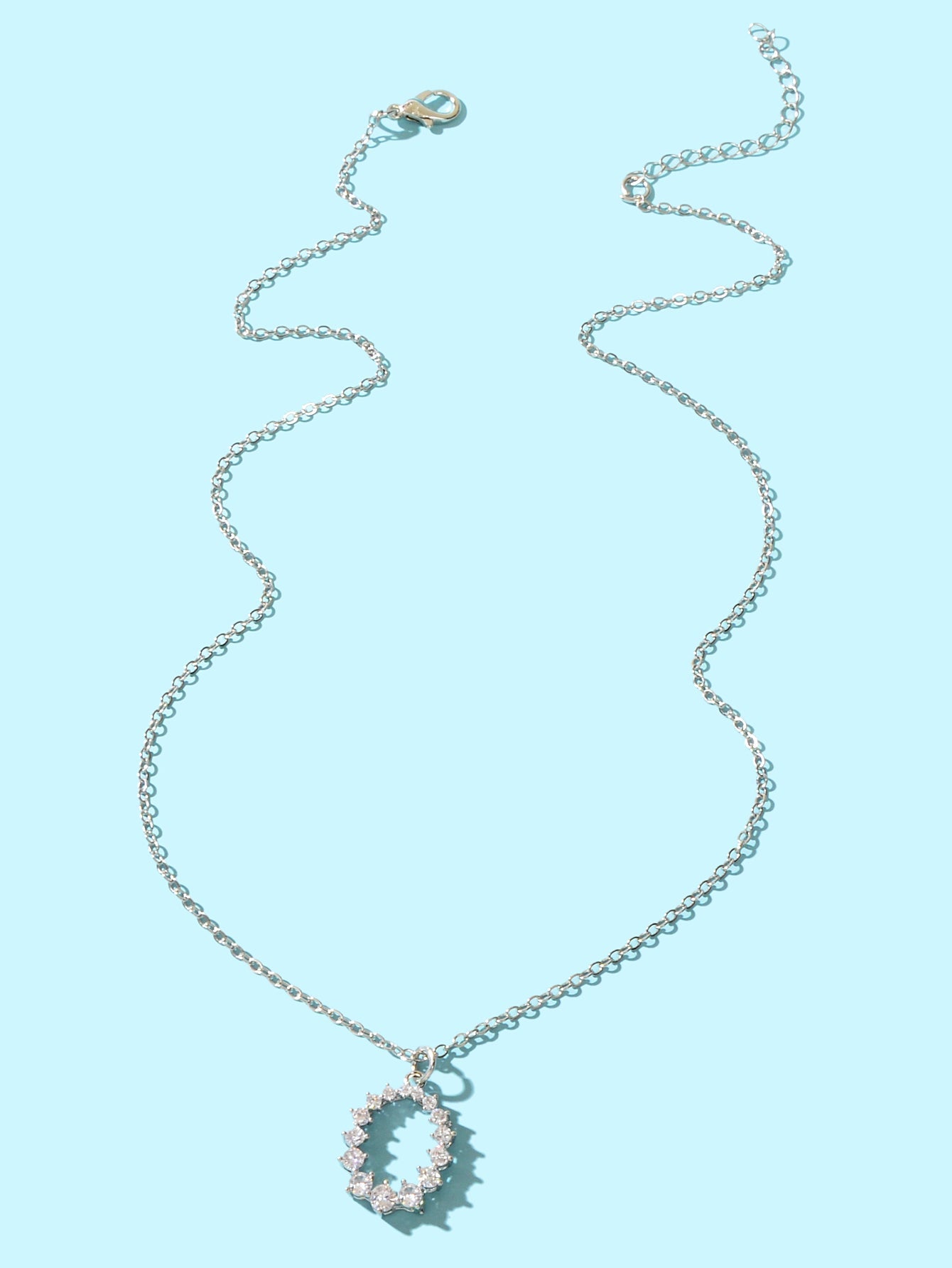 Graceful Cubic Zircon Decor Silver Chain Pendant Necklace Engagement Jewellery