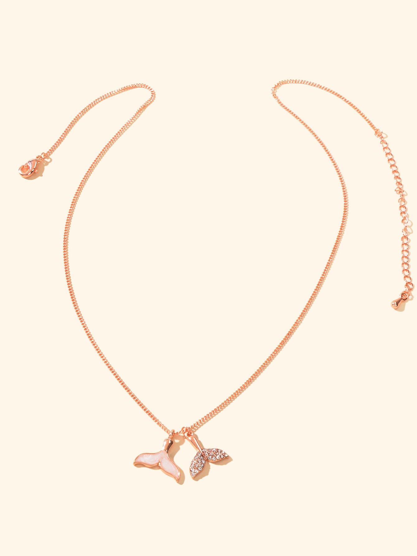 Ocean Series Jewellery Rose Gold Chain Enamel Rhinestone Mermaid Tail Necklace