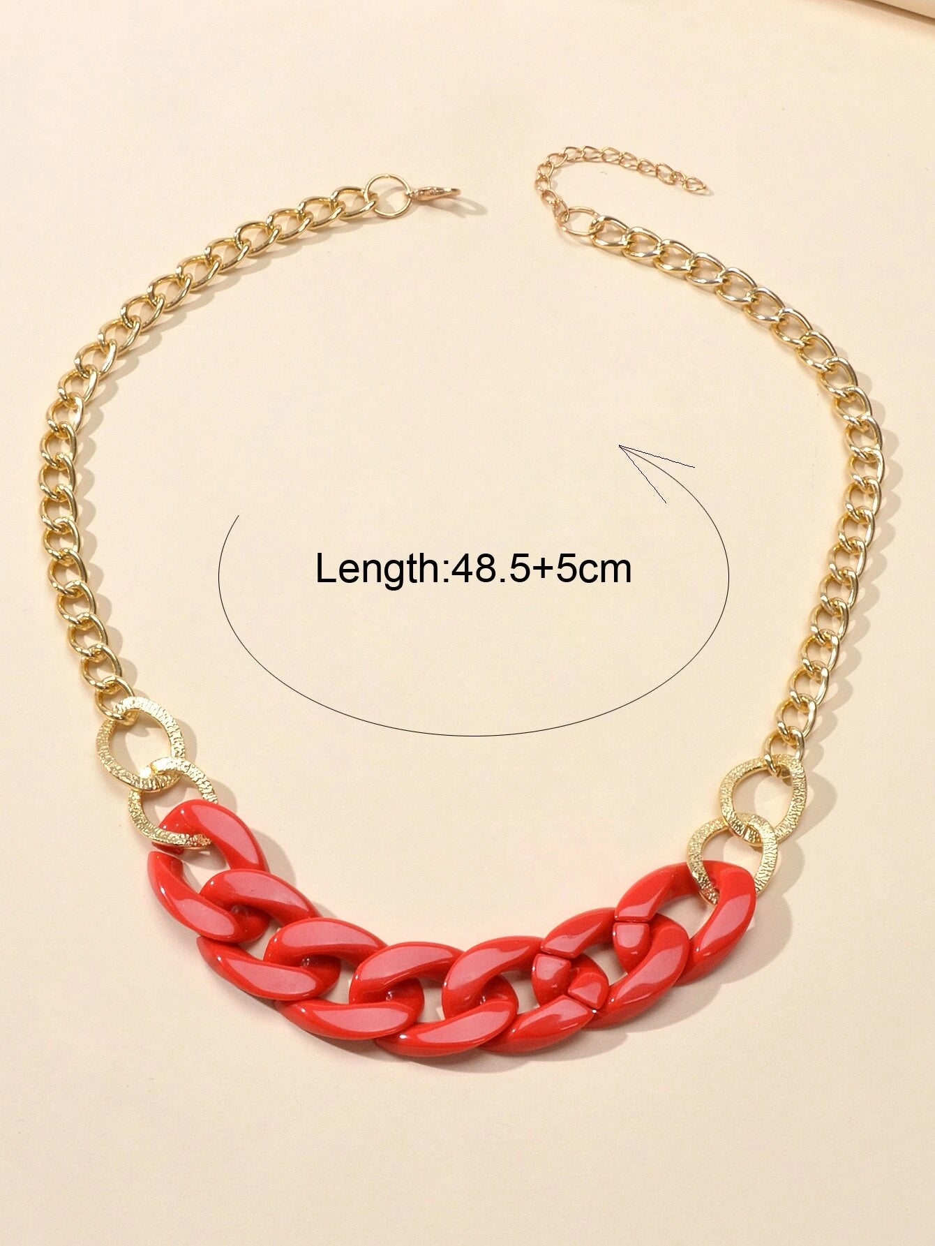 Punk Jewellery Gold Chain Red Acrylic Lock Statement Collar Necklace Accessories