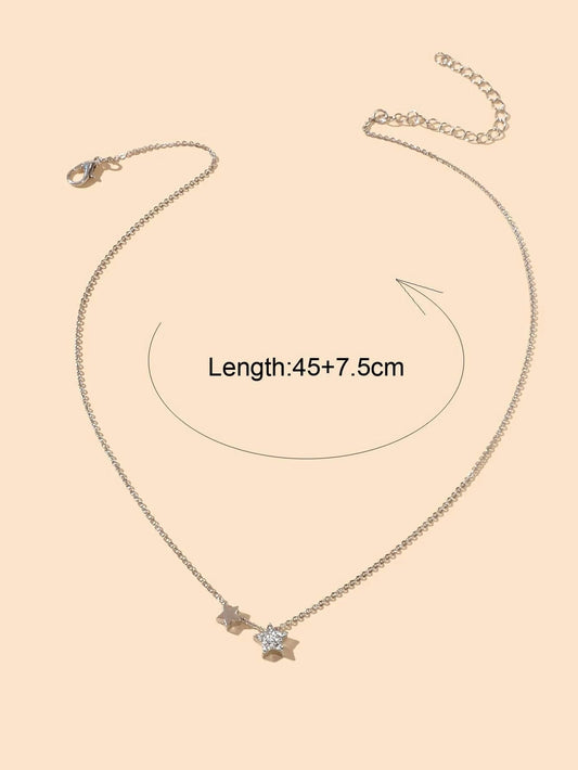 Anniversary Wedding Jewellery Silver Chain Star Pendant Necklace Nice Collection