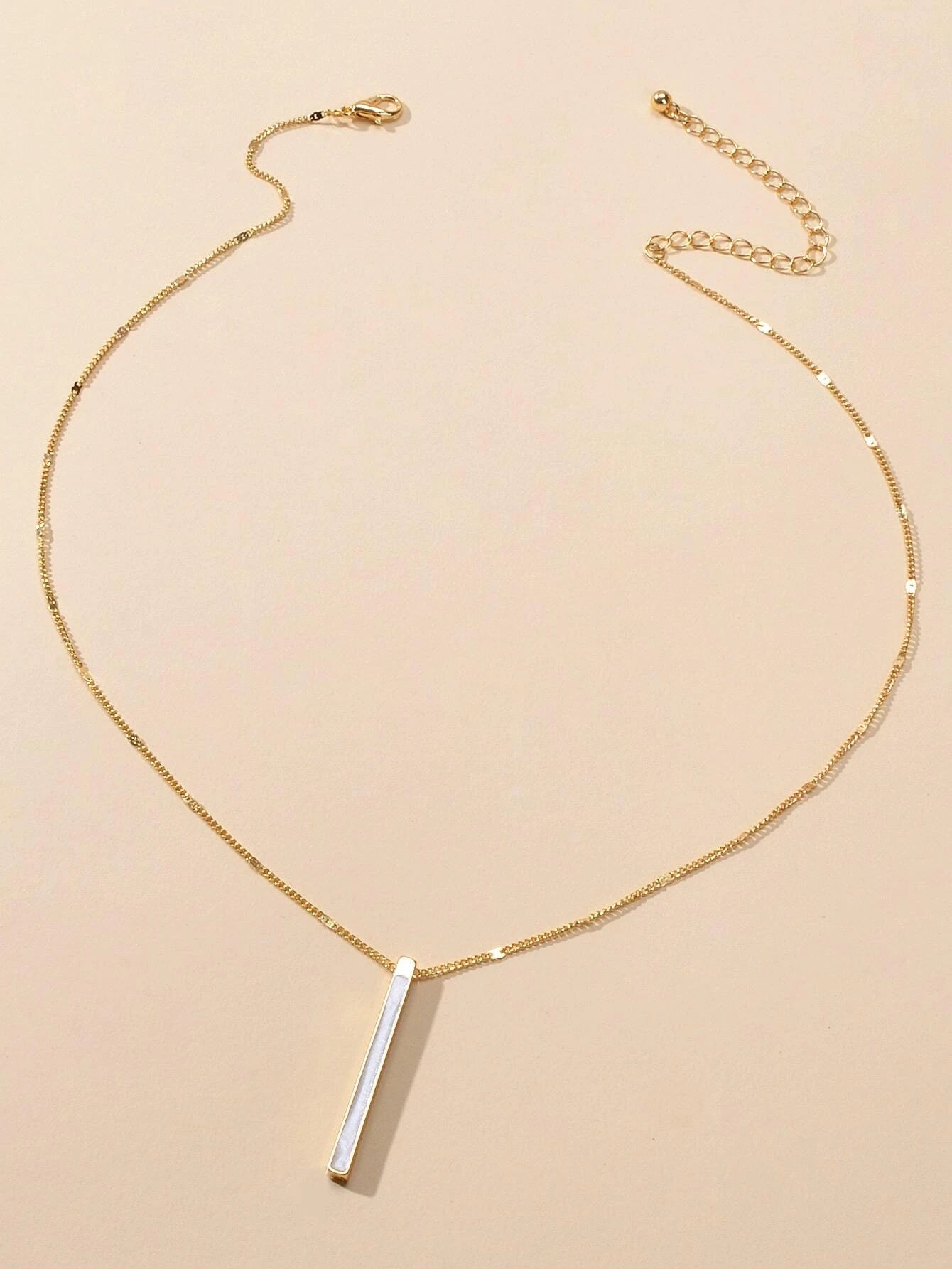 Fashion Jewellery Gold Chain White Enamel Bar Pendant Necklace Women Accessories