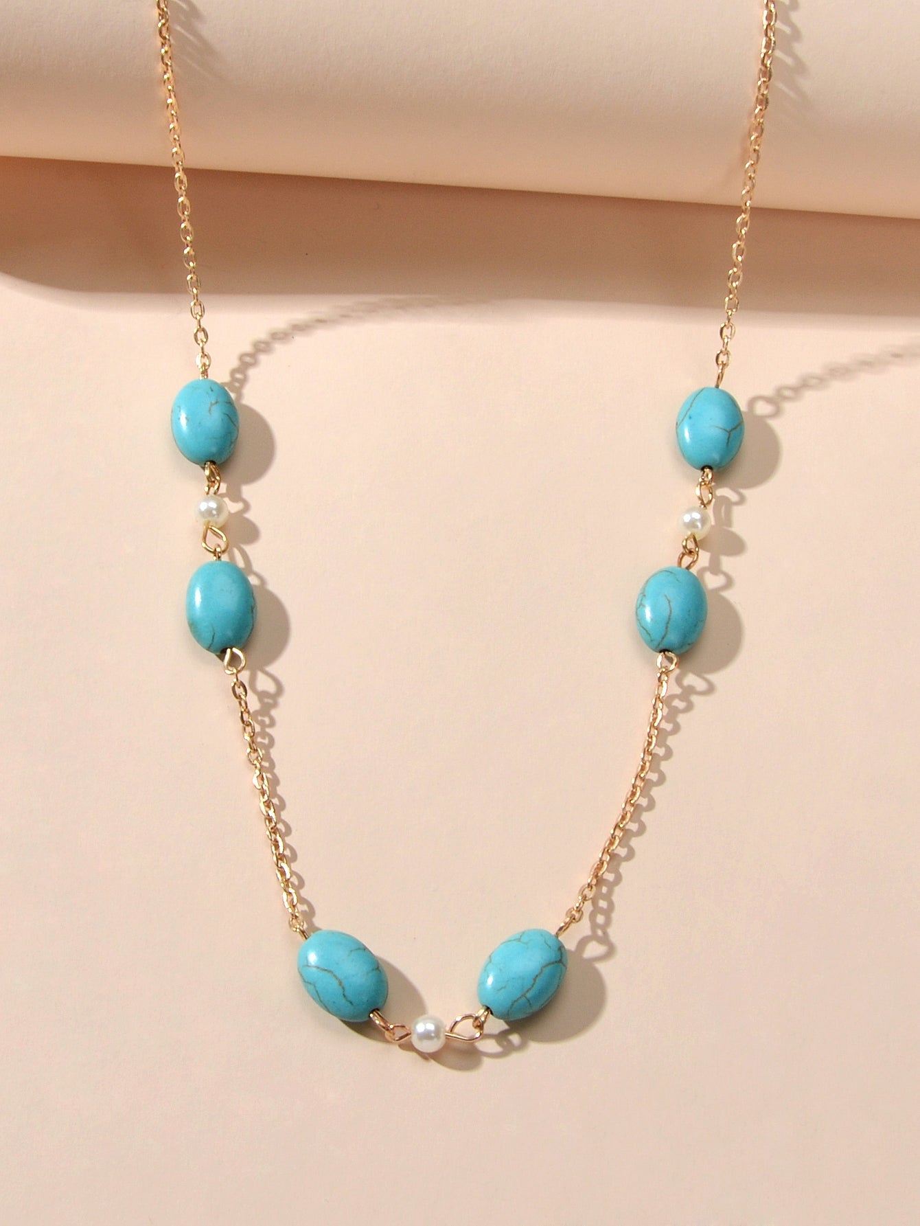 Ethnic Traditional Gold Chain Turquoise Necklace Boho Chic Accessories Jewellery