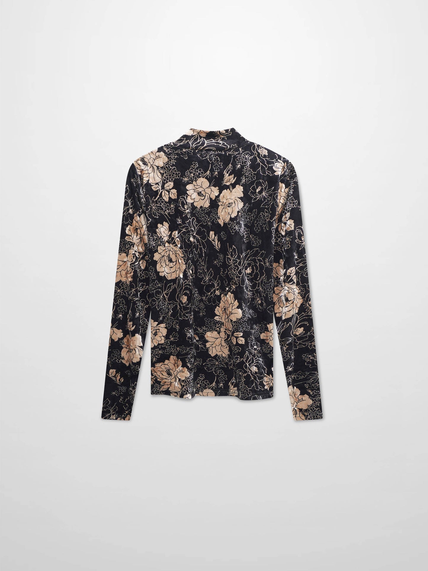 Printed Velour Turtleneck-Gold Floral-2
