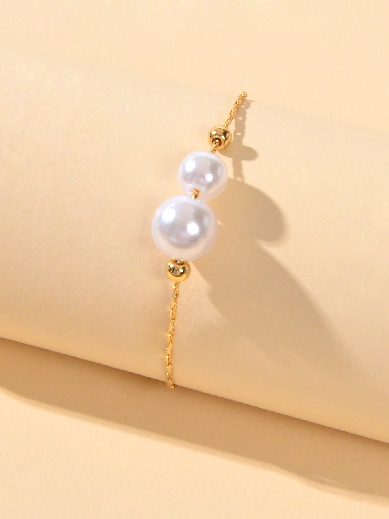 Wedding Party Wear Jewellery Gold Chain Pearl Beads Adjustable String Bracelets