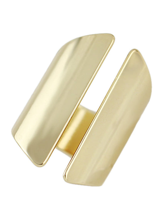 Solid Gold Colour Wide Metallic Cuff Ring Beautiful Women Anniversary Band Gift