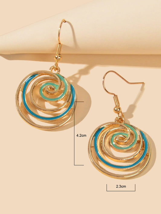 Party Decoration Women Blue Green Gold Circle Dangle Earrings Ladies Jewellery