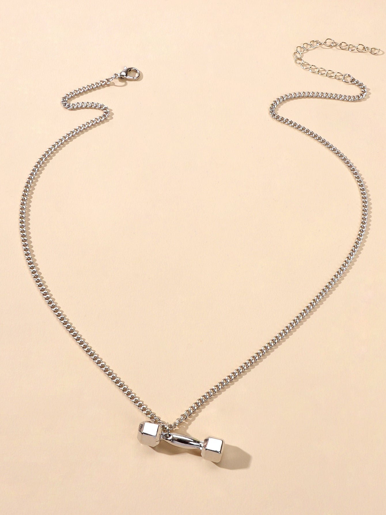 Party Decoration Silver Chain Dumbbell Charm Necklace Minimalist Punk Jewellery