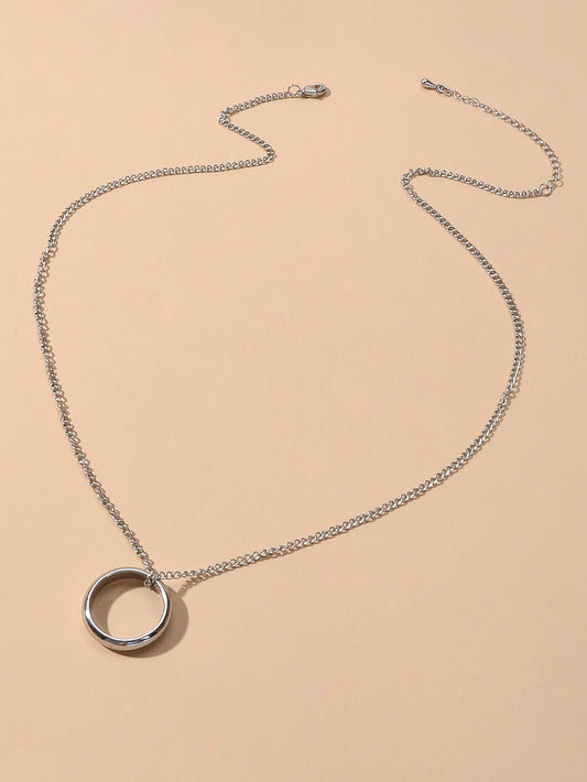 Ladies Jewellery Silver Chain Circle Charm Necklace Wholesale Price Accessories
