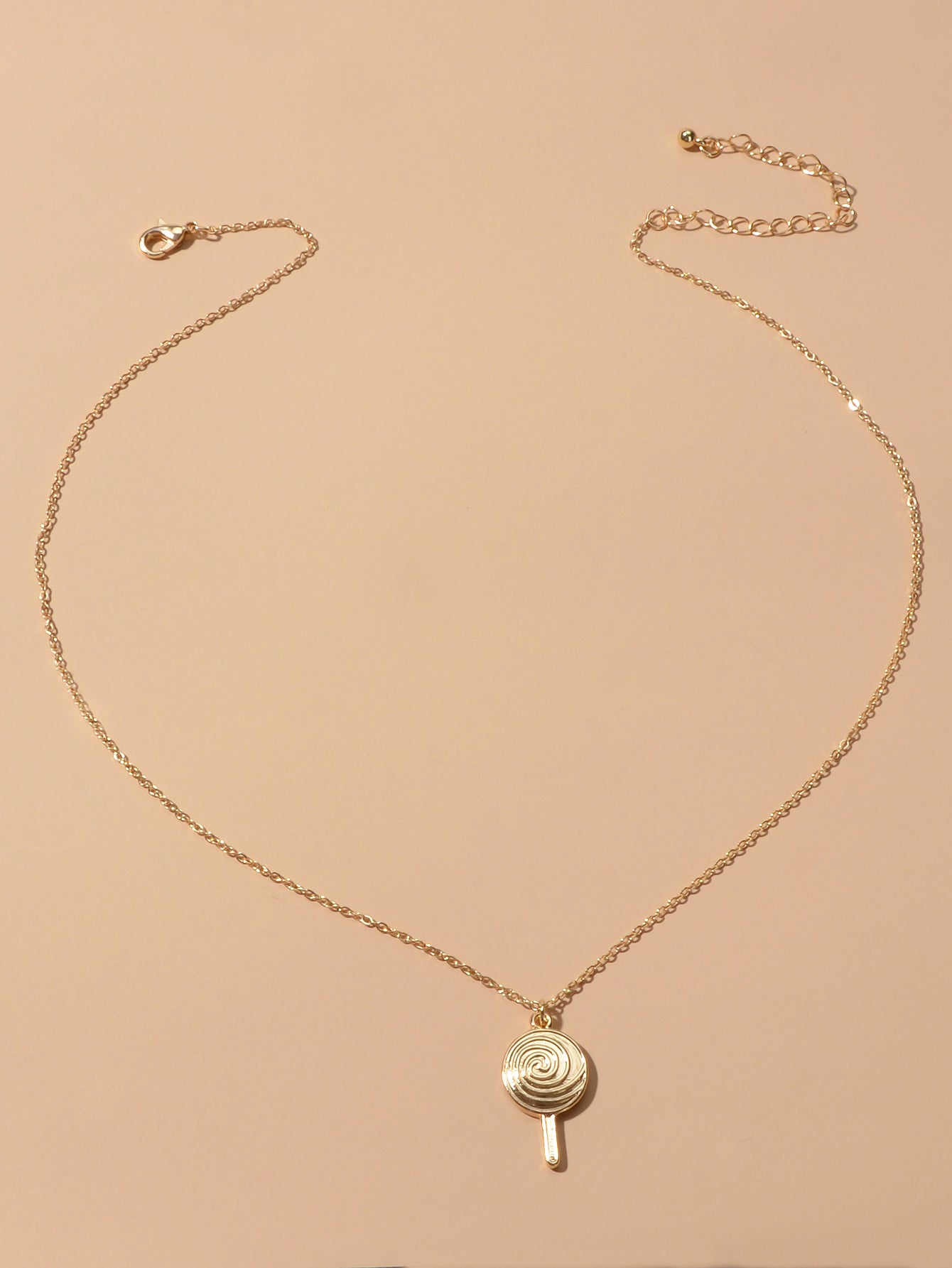 Cute Trendy Jewellery Gold Metal Finish Candy Lollies Lollipop Pendant Necklace