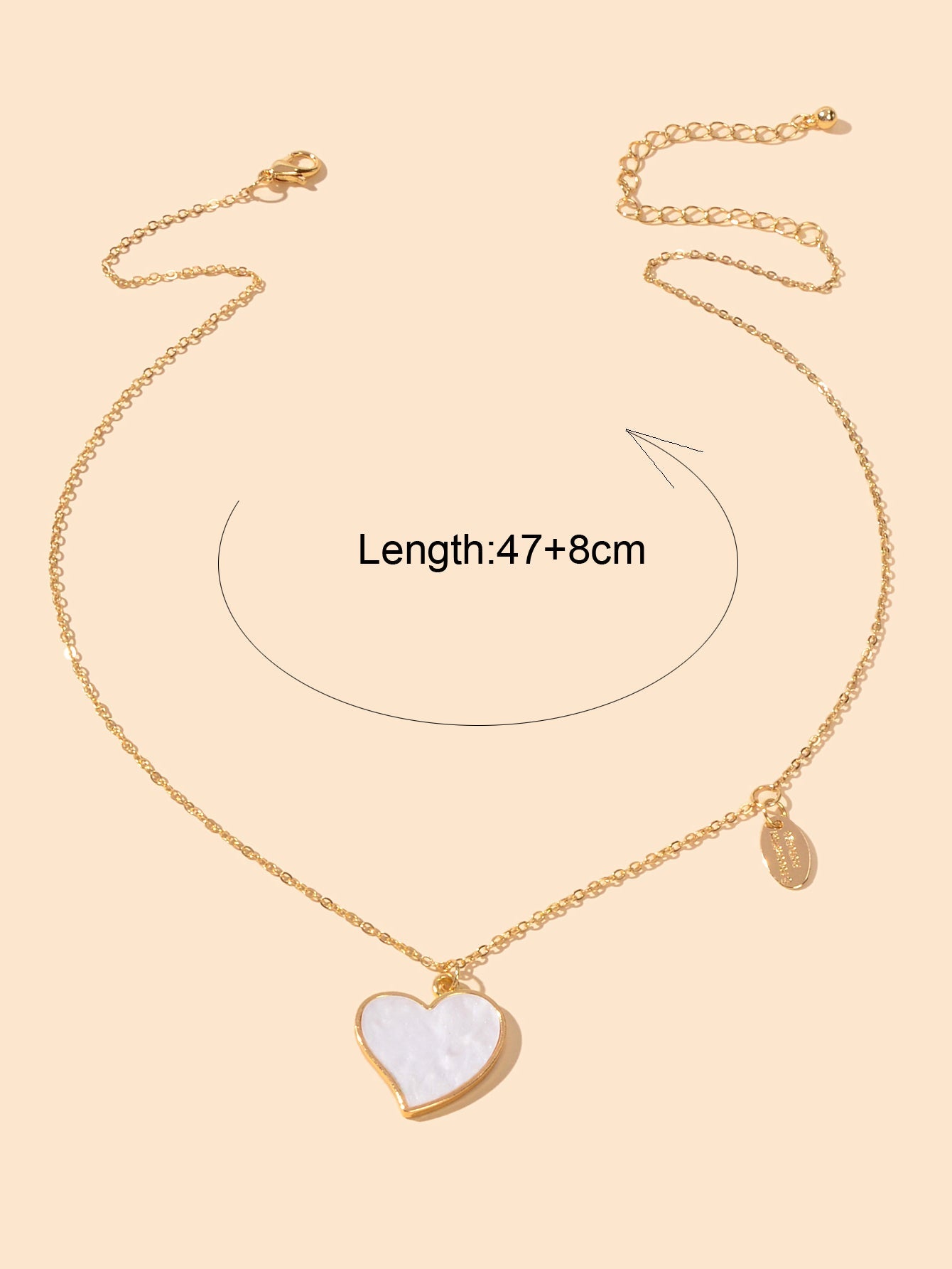 Ladies Jewellery Gold Chain Geometric Charm White Eanmel Heart Pendant Necklace