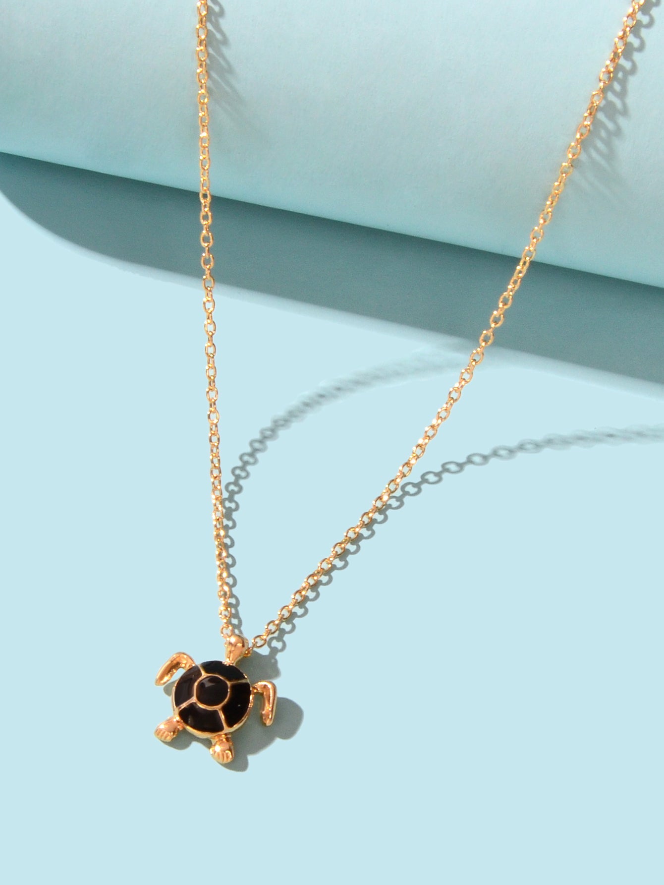 Ocean Animals Jewellery Gold Chain Black Tortoise Pendant Necklace Girls Gifts