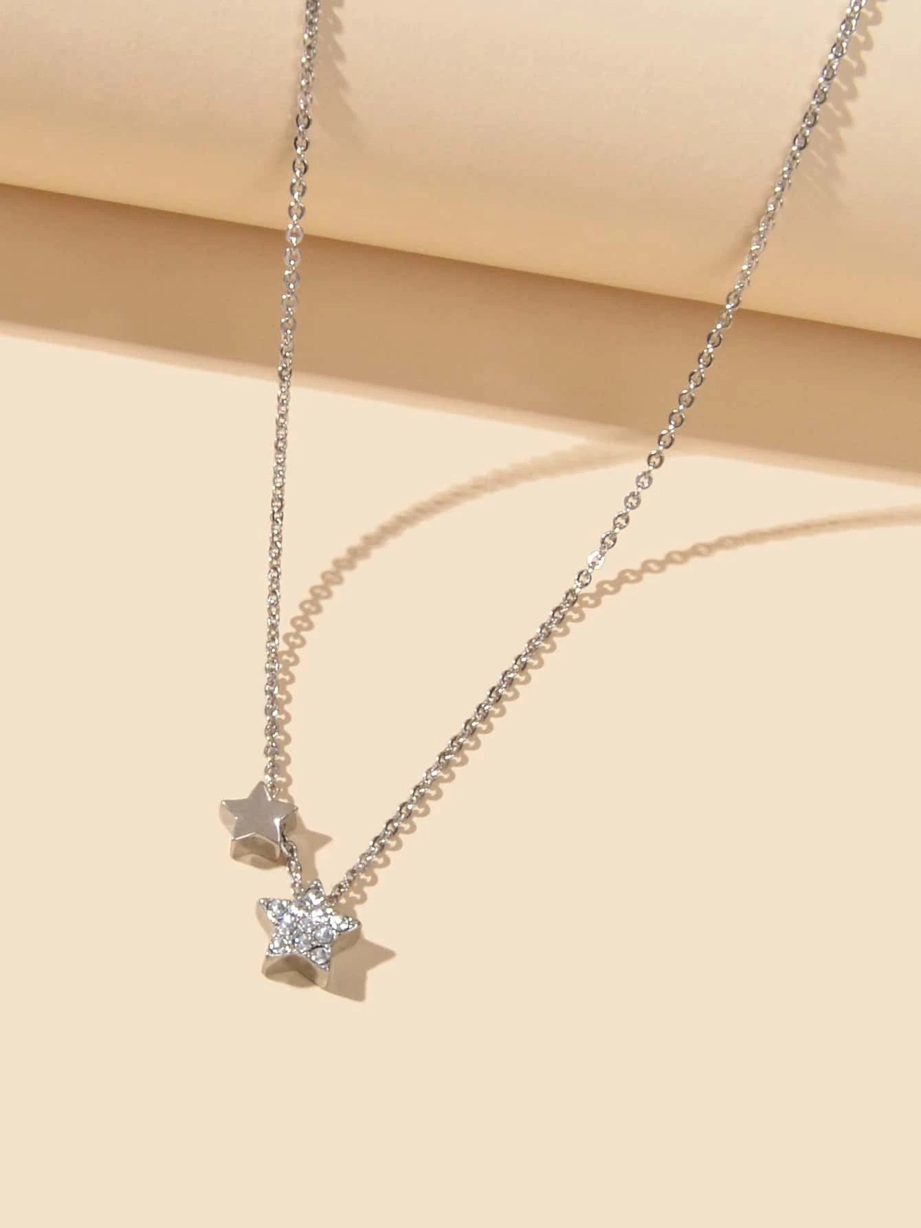 Anniversary Wedding Jewellery Silver Chain Star Pendant Necklace Nice Collection