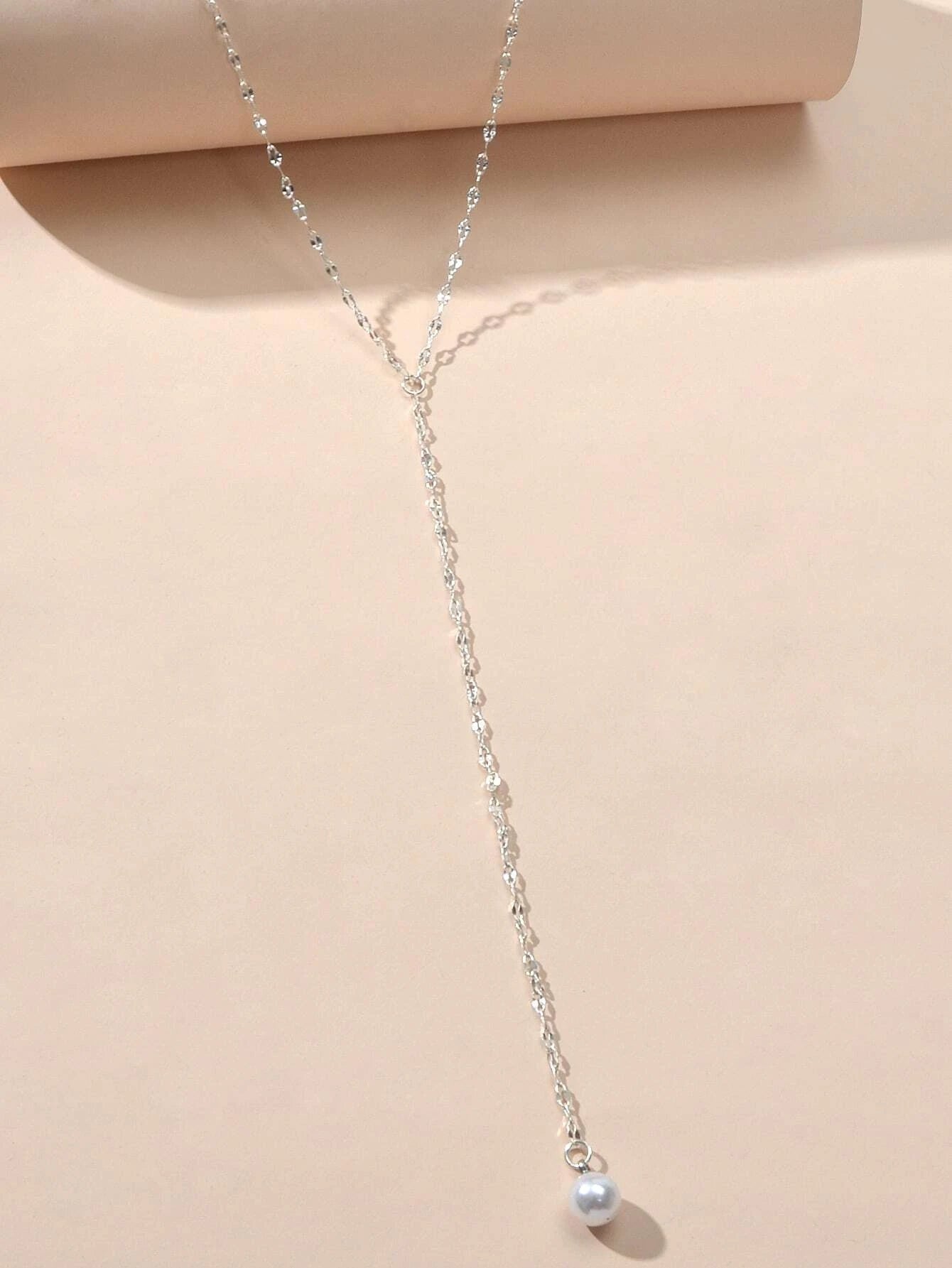 Pearl Silver Tone Long Chain Necklace Tassel Party Jewellery Women Accessories