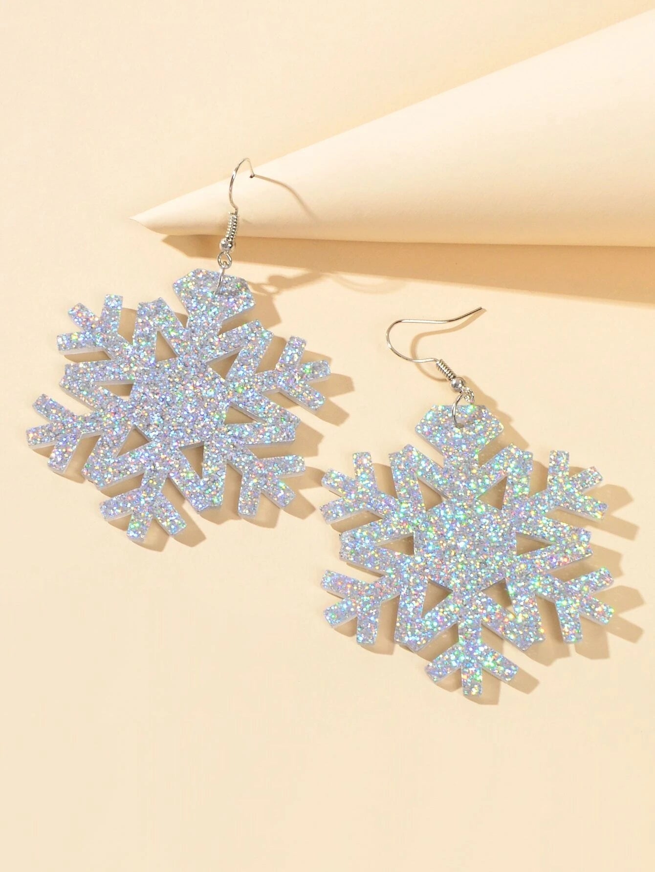 Christmas Jewellery Silver Acrylic Snowflake Drop Dangle Earrings Festival Gift