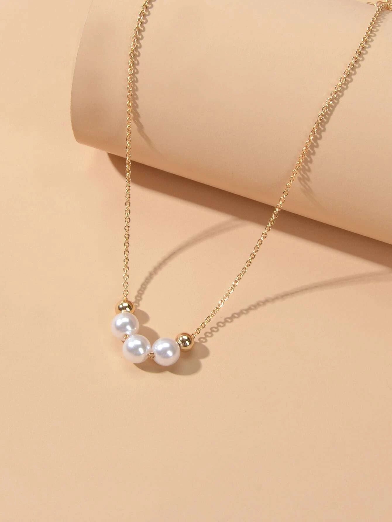 Fashion Jewellery Pearl Decor Gold Chain Necklace Wholesale Price Accessories