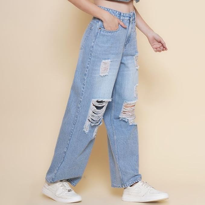 PUELLA Distressed Jeans in Mid Blue