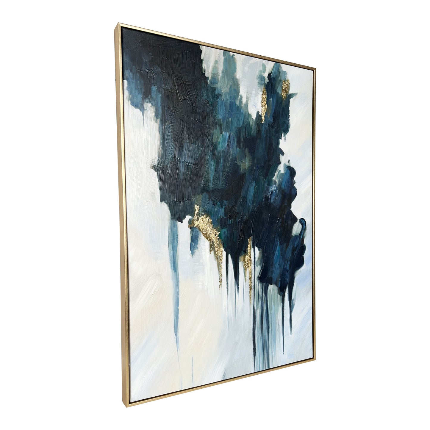 Turquoise Glimmer Gold Floater Frame Wall Art