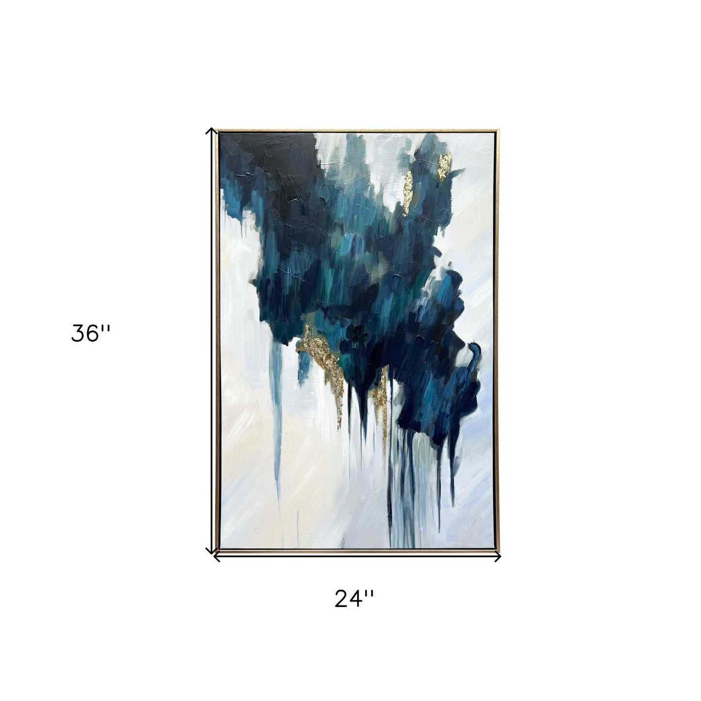 Turquoise Glimmer Gold Floater Frame Wall Art