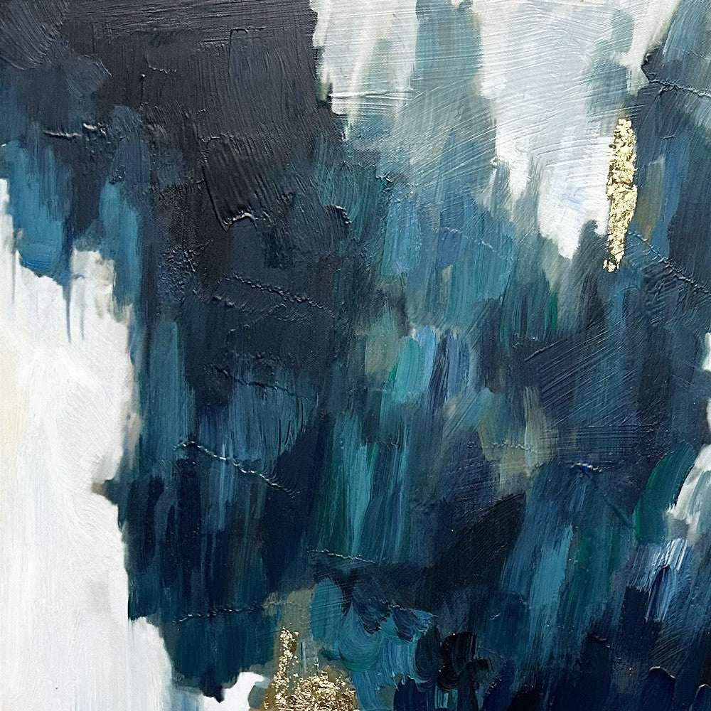 Turquoise Glimmer Gold Floater Frame Wall Art