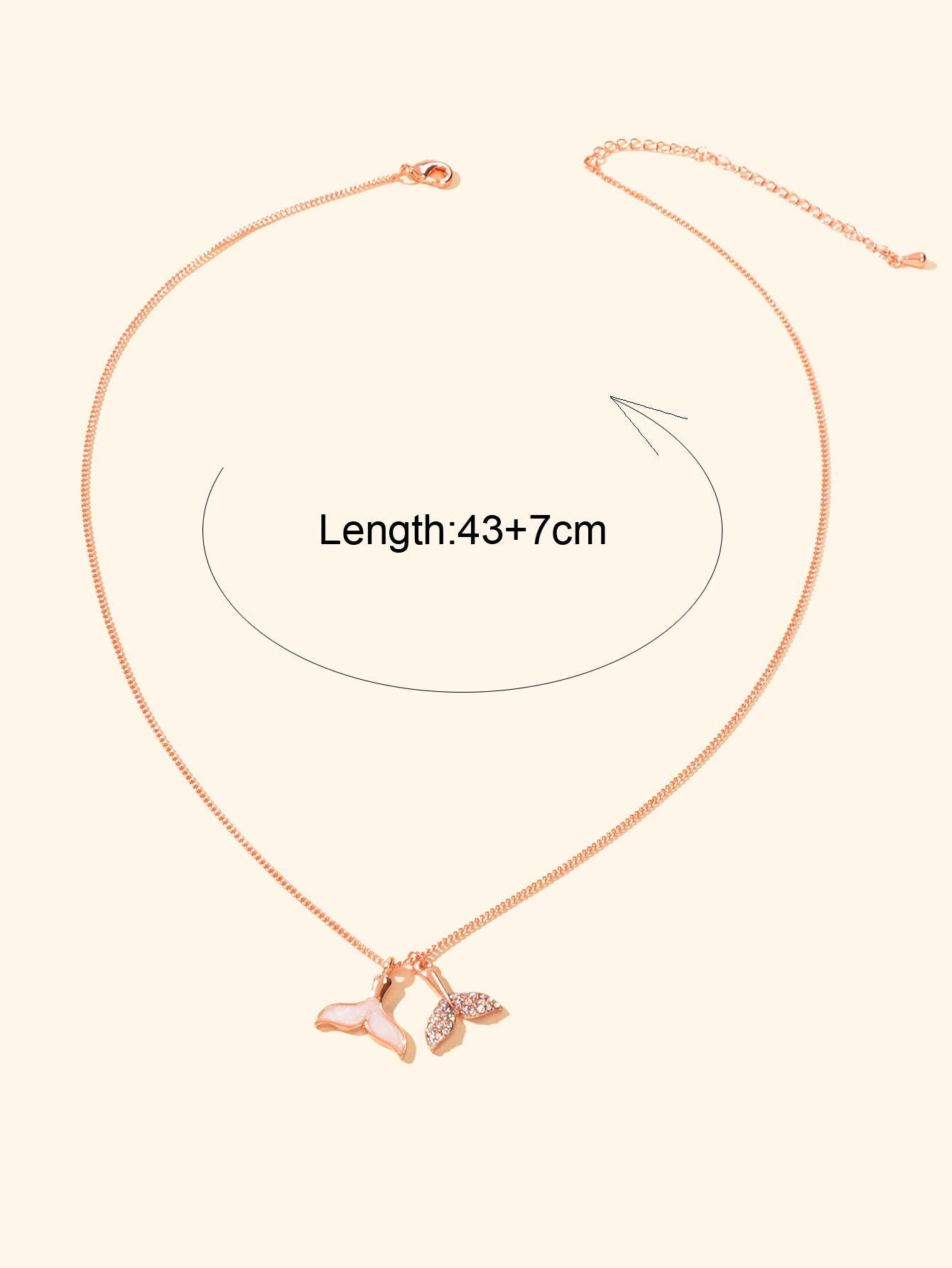 Ocean Series Jewellery Rose Gold Chain Enamel Rhinestone Mermaid Tail Necklace