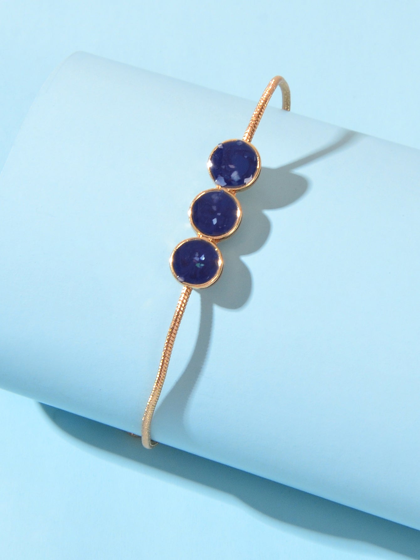 Female Jewellery Blue Enamel Round Gold Chain Adjustable Women Bracelet Bangle