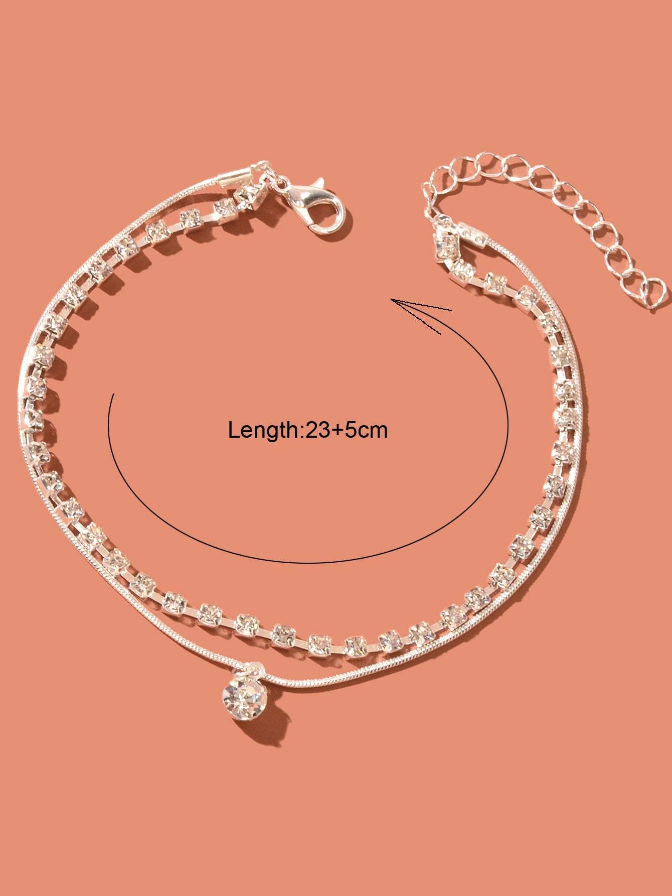Double layer Rhinestone Gold Silver Chain Foot Jewellery Beach Adjustable Anklet