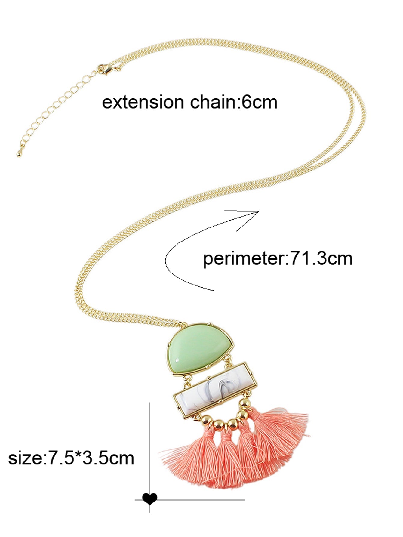 Ethnic Jewellery Bohemian Long Gold Chain Geometric Charm Tassel Fringe Necklace