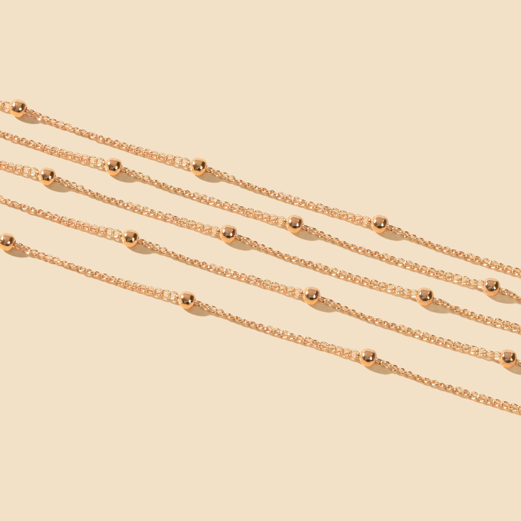 5pcs Gold Beads Chain Layered Necklaces Simple Short Chokers Delicate Jewellery-3