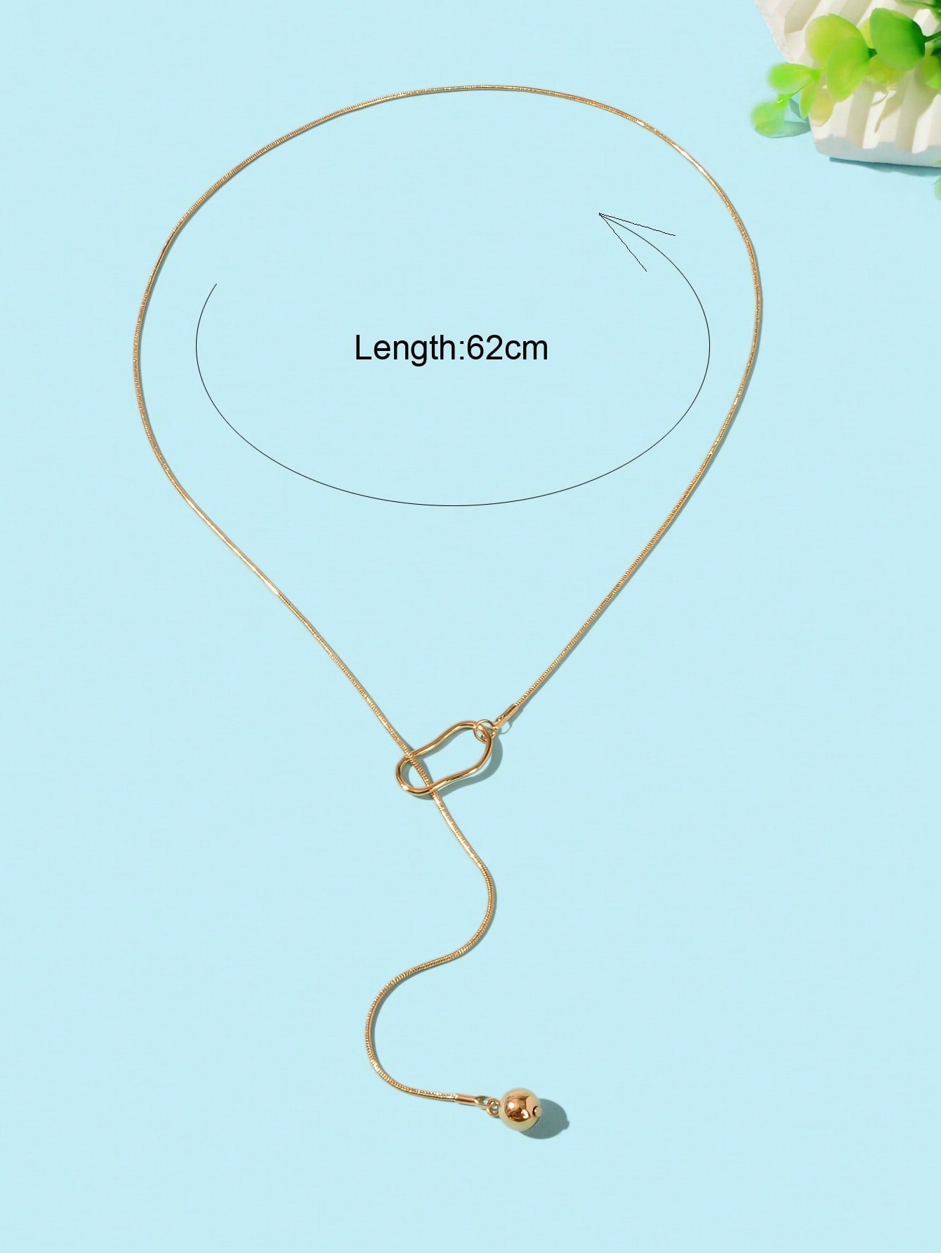 Gold Colour Geometric Y shape Pendant Necklace Women Party Minimalist Jewellery