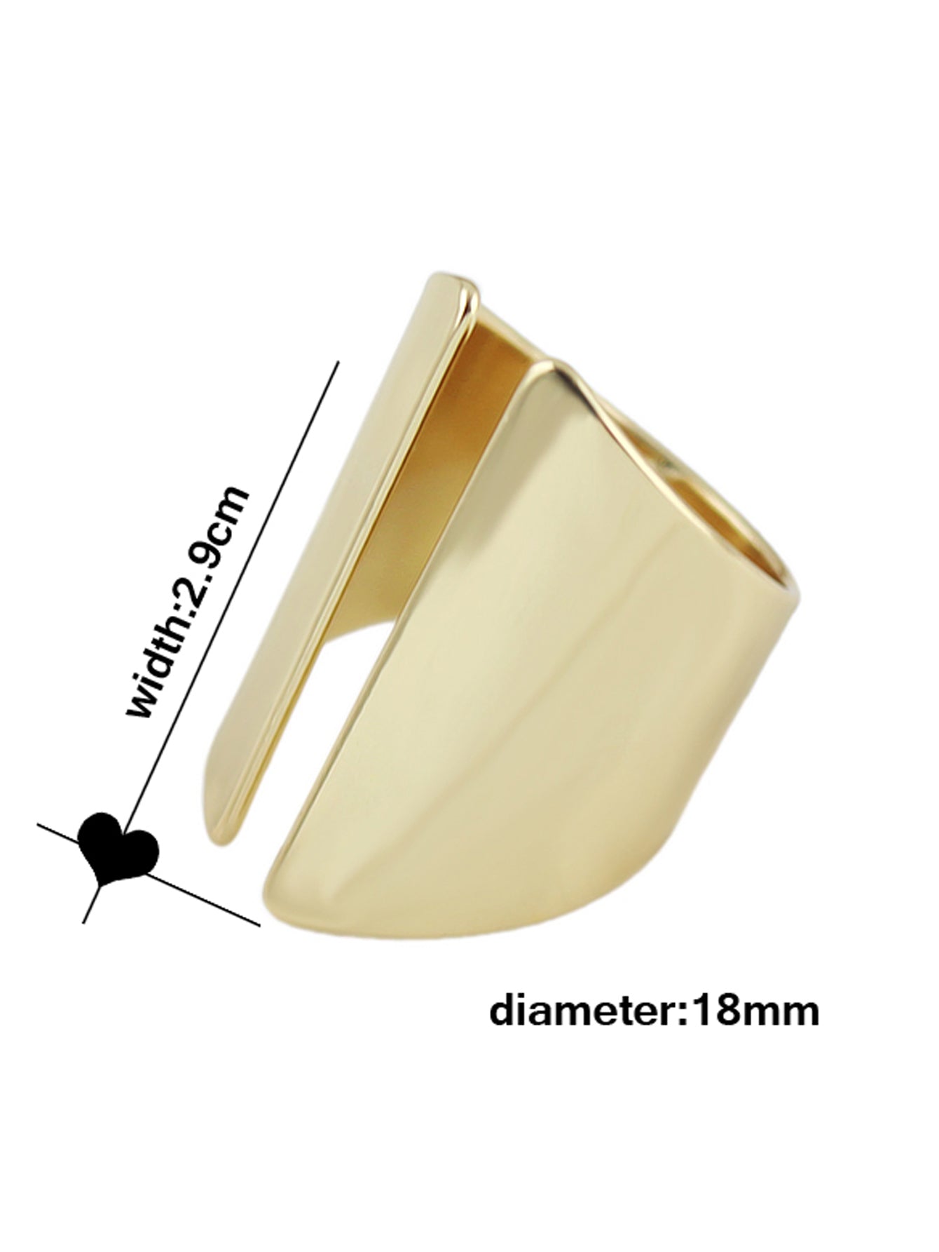 Solid Gold Colour Wide Metallic Cuff Ring Beautiful Women Anniversary Band Gift