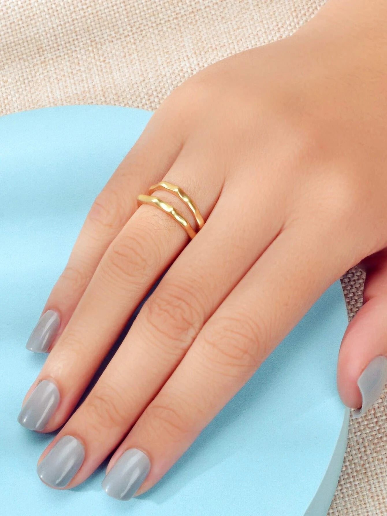 Minimalist Jewellery Gold Metal Geometric Finger Ring Fashion Women Accessories